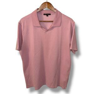 Robert Barakett Blush Pink Open Collar Knit Polo Shirt XL